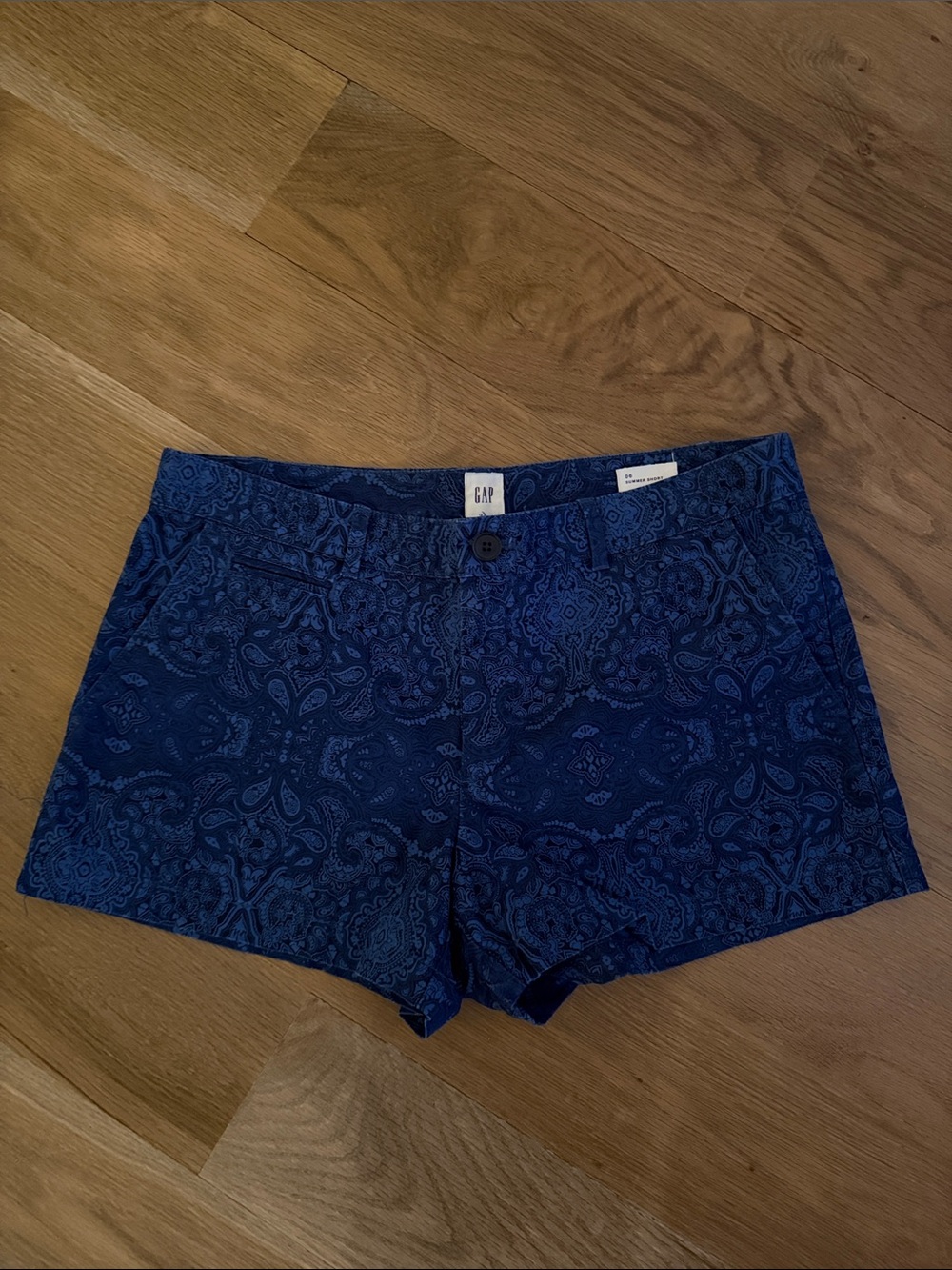 GAP Navy Paisley Stretch Jean Shorts